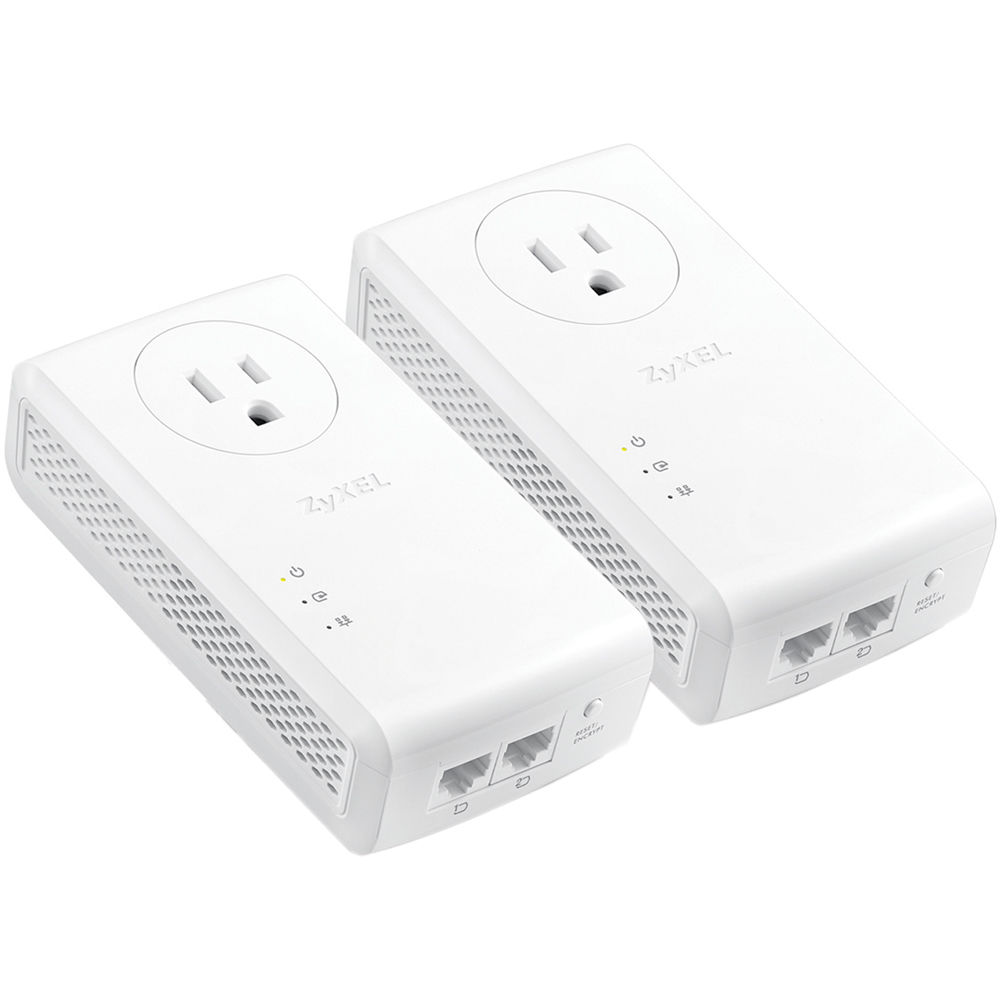 Zyxel Pass-Thru Ethernet Adapter AV2000 Powerline 2-port Gigabit 2-Pack PLA5456KIT