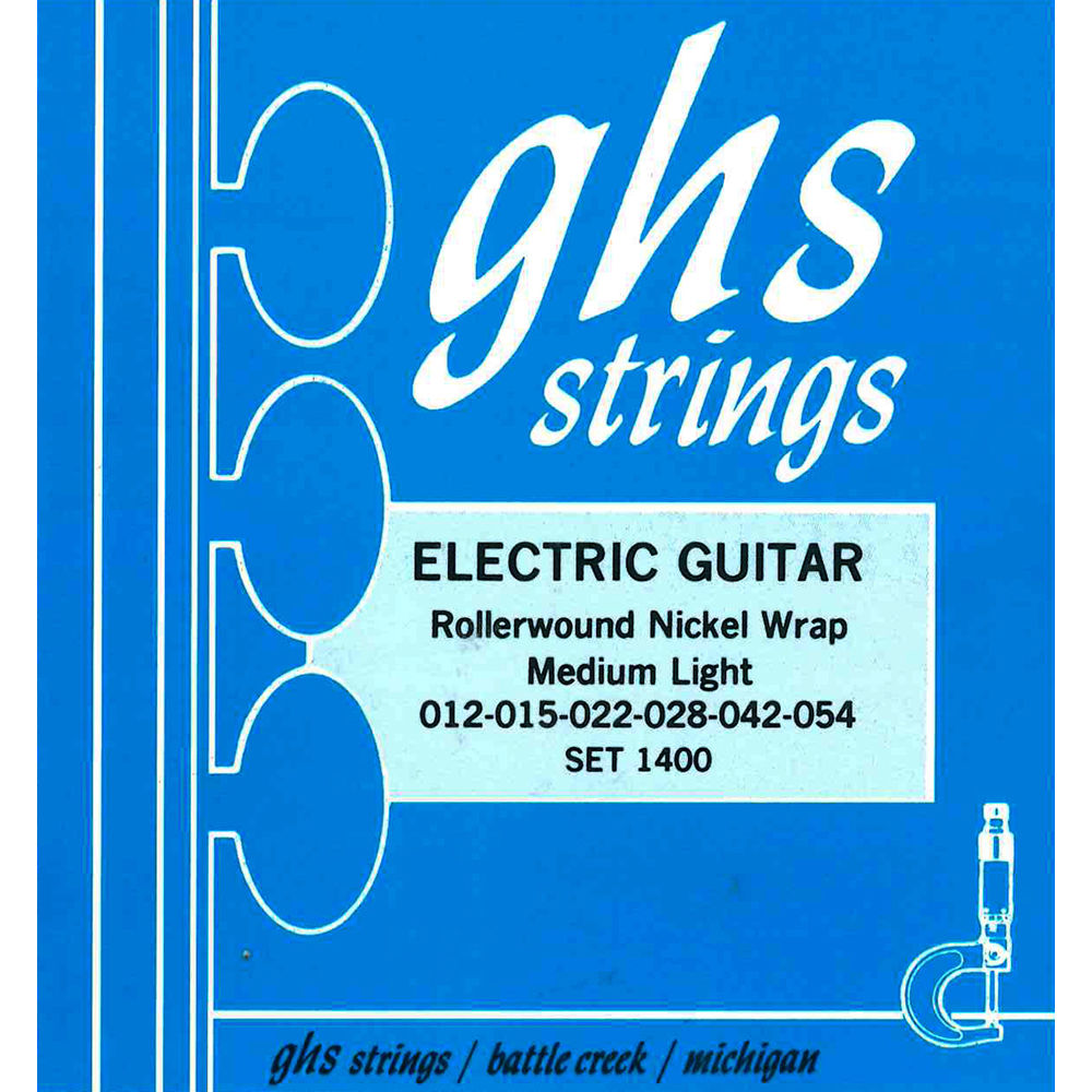 12-54 Electric Guitar Strings - Ghs 1400 Medium Light Nickel Rockers Wound 3rd Rollerwound 1400