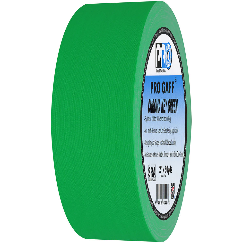 Chroma Green Pro Tapes Gaffers Tape 1 Roll 3/" x 50yd Pro Gaff