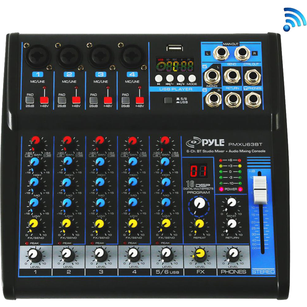 Pyle Pro Pmxu63bt Compact 6 Channel Bluetooth Enabled Pmxu63bt