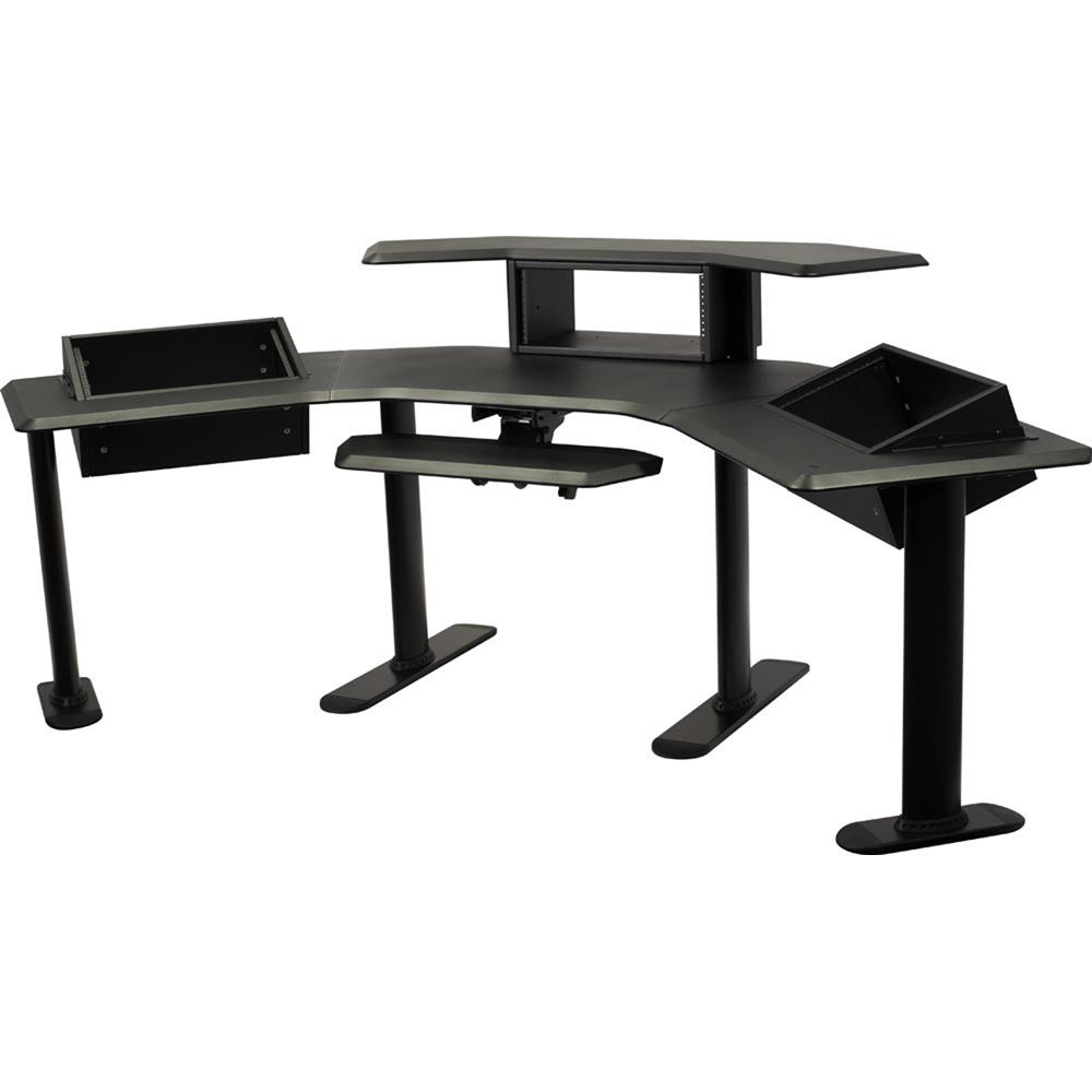 Ultimate Support Nucleus 5 Modular Studio Desk With 24 Extensions 2nd Tier Keyboard Shelf And Three Equipment Racks