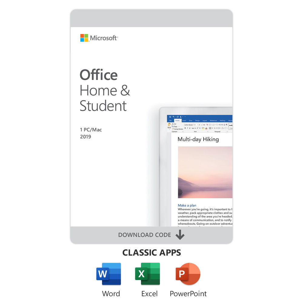 Microsoft Office Home Student 2019 1 User License Product Key Code