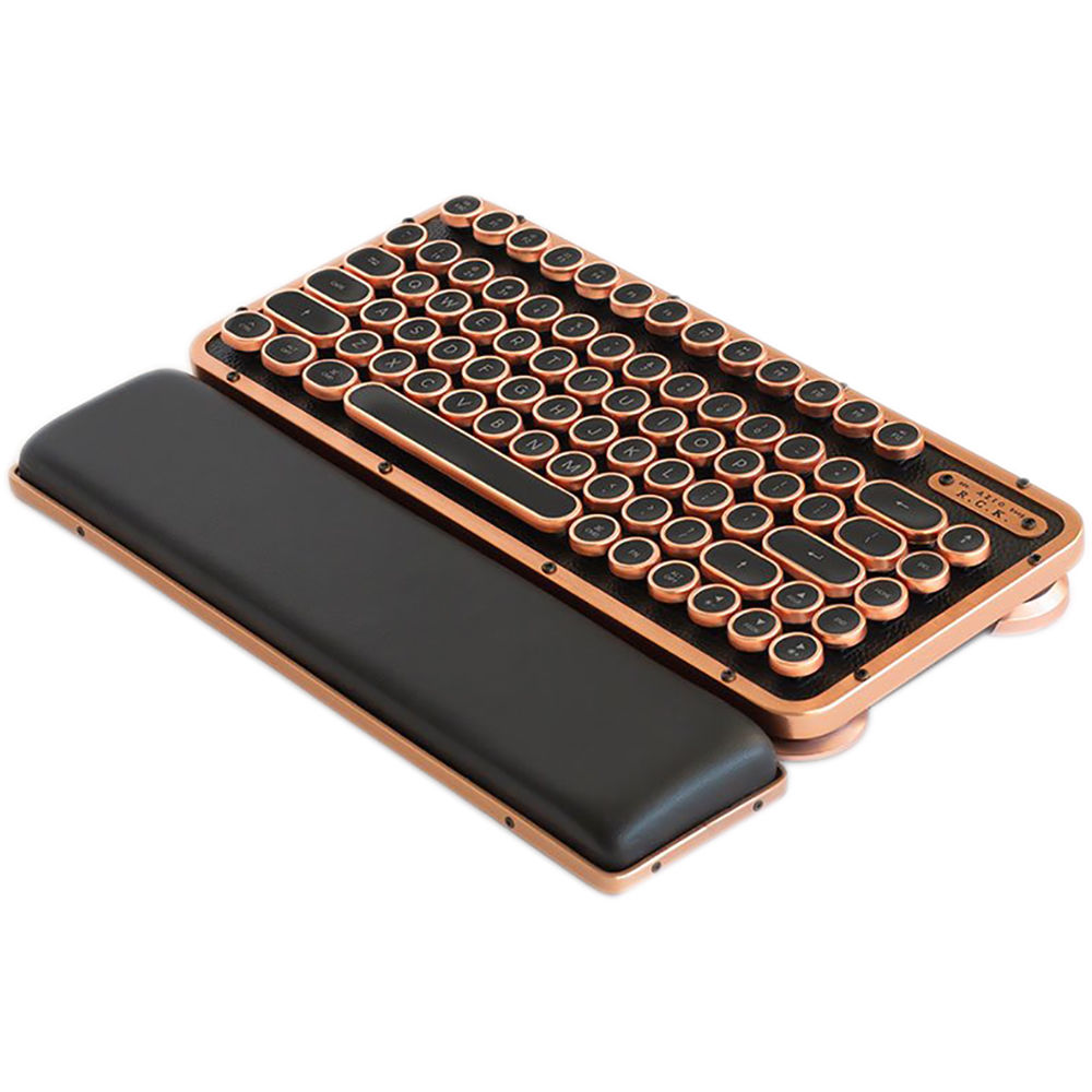 Photo 1 of AZIO Artisan Retro Compact Keyboard (Black Leather / Copper-Brushed Frame)