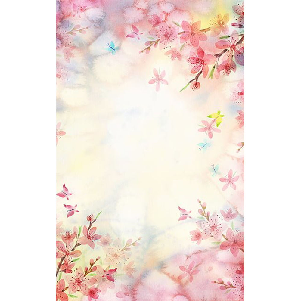 7x10 FT Watercolor Vinyl Photography Background Backdrops,Hand Drawn Tropic Birds with Flowers Blooming Nature Spring Season Inspirations Background Newborn Baby Portrait Photo Studio Photobooth Props