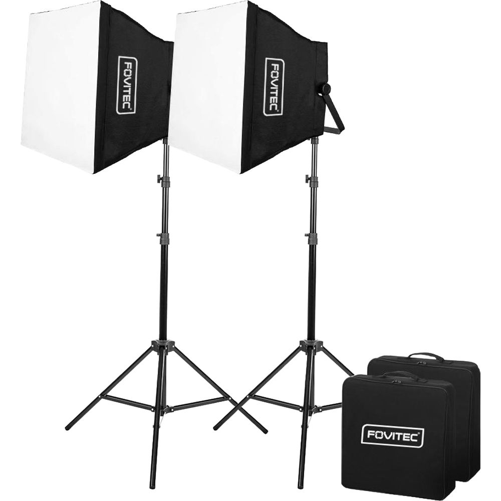 Fovitec 2x Bi Colour 600 LED Panel Kit with Stands /& Cases