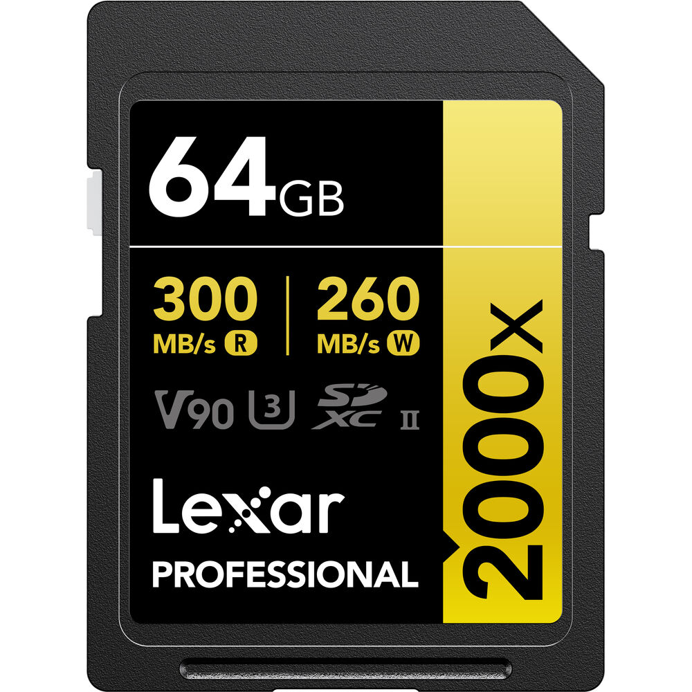 Photo 1 of Lexar 64GB Professional 2000x UHS-II SDXC Memory Card