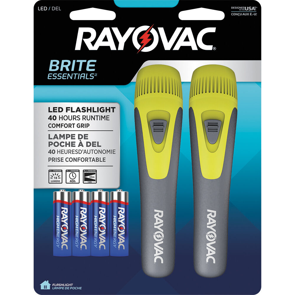 Rayovac Brite Essentials 2aa Comfort Grip Flashlight Bep2aa B2tb