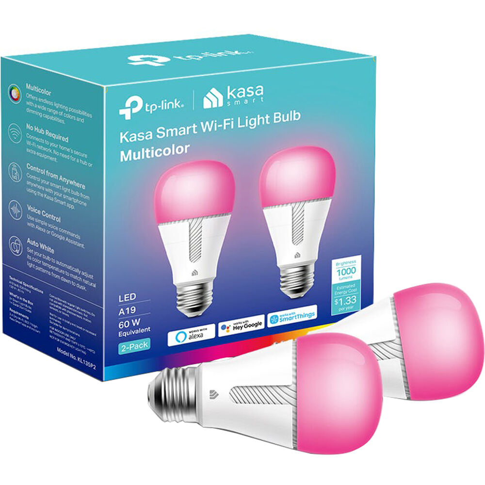 Photo 1 of TP-Link KL135 Kasa Smart Wi-Fi Light Bulb (Multicolor, 2-Pack)