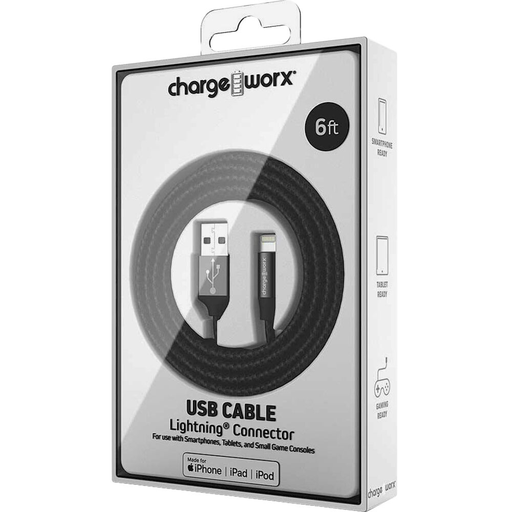 Photo 1 of ChargeWorx Lightning to USB Type-A Male Cable (6', Black)