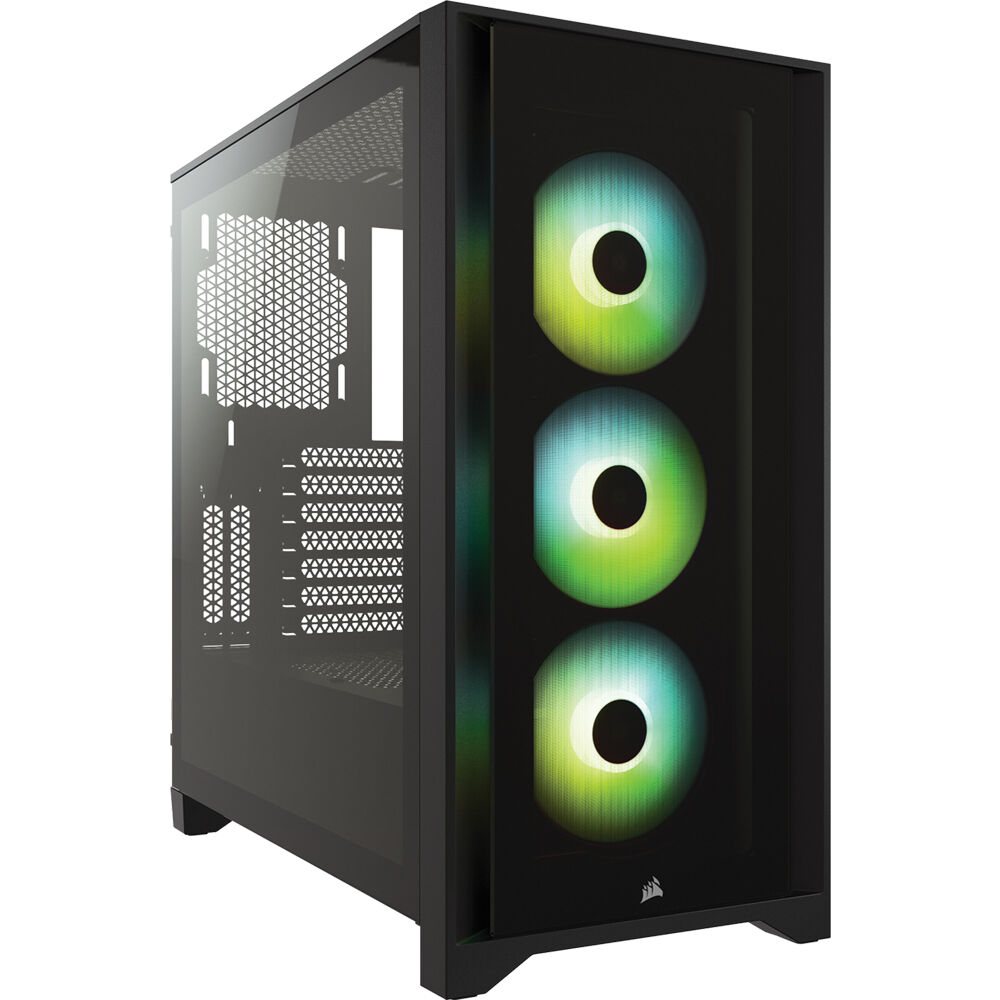 Photo 1 of ***FRONT PANEL IS BROKEN*** Corsair iCUE 4000X RGB Mid-Tower ATX Desktop Case (Black)