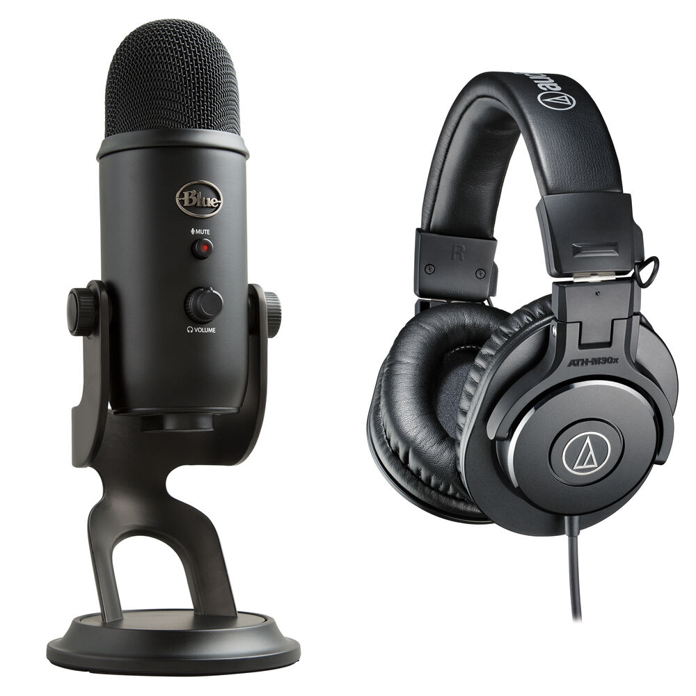 Photo 1 of **ONLY HEADPHONES // NO MICROPHONE** Blue Yeti USB Microphone and ATH-M30x Headphone Kit (Blackout)