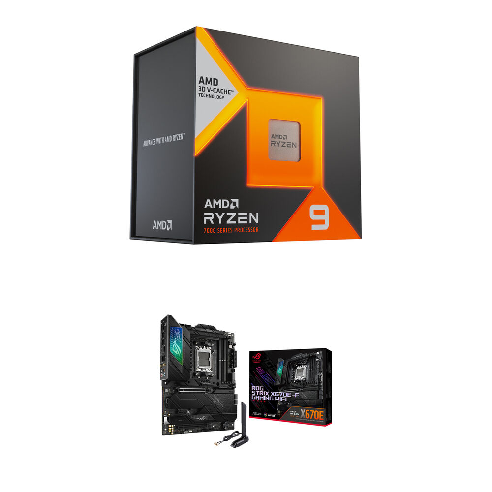 Photo 1 of AMD Ryzen 9 7950X3D 16-Core Processor and ASUS ROG STRIX X670E-F Gaming Motherboard Kit