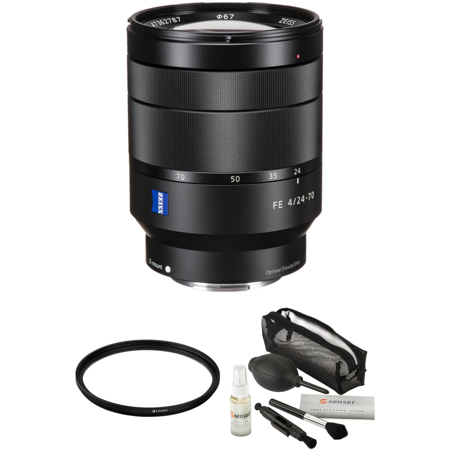 Sony Vario-Tessar T FE 24-70mm f//4 ZA OSS Pro Digital Lens Hood 67mm Flower Design + Nwv Direct Microfiber Cleaning Cloth.
