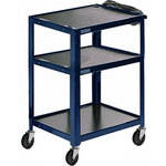 Luxor Steel Adjustable Height AV Cart with Three Shelves (Royal Blue)
