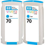 HP 70 Cyan Ink Cartridge Twin Pack