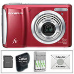 Olympus FE-47 Digital Camera with Deluxe Accessory Kit (Red)