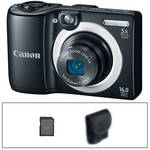 Canon PowerShot A1400 Digital Camera Basic Kit (Black) B&H