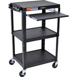 Luxor AVJ42KB Steel Adjustable A/V Cart with Pull-Out Keyboard Tray (Black)