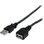 StarTech USB 2.0 Male to USB 2.0 Female Extension Cable (10', Black)
