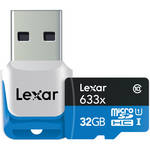 Lexar 32GB High-Performance microSDHC 633x Class 10 UHS-I Memory Card with USB 3.0 Reader