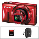 Canon PowerShot SX600 HS Digital Camera Basic Kit (Red) B&H