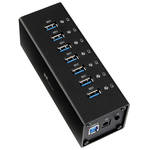 Xcellon 7-Port Powered USB 3.0 Aluminum Hub (Black)