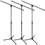 Ultimate Support MC-40B Classic Series Original Design Tripod Mic Stand with 3-Way Adjustable Boom (3-Pack)