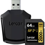 Lexar 64GB Professional 2000x UHS-II SDXC Memory Card with SD Card Reader