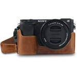 MegaGear MG1651 Ever Ready Cameratas van Leer, Compatibel met Sony Alpha A6100, A6400 (16-50 mm) Zwart
