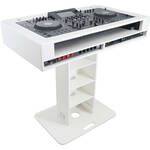 ProX DJ Control Tower Stand with 2 RU Rackspace, Laptop Arm, and Travel Case (White)