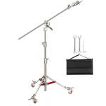 Neewer Pro Stainless Steel C-Stand with Crossbar and Casters (7.8')