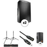 JBL Dual EON615 Powered Speaker Pro Kit with Stands, Covers, Bag, and Cables
