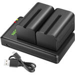 Neewer Dual L-Series/NP-F750 5600mAh Batteries + Dual USB Fast Charger Set
