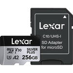 Lexar 256GB Professional SILVER PLUS UHS-I microSDXC Memory Card with SD Adapter