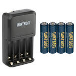 Watson 4-Bay Charger for AA/AAA NiMH Batteries with 4-Pack of AAA NiMH Rechargeable Batteries Kit