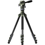 Travel Video Fluid Head with 3-Stage Carbon Fiber Tripod Legs (Forest Green)