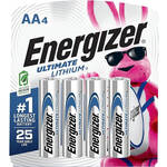 Energizer Ultimate Lithium AA Batteries (1.5V, 3500mAh, 4-Pack)