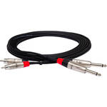 Hosa Technology HPR-0015X2 Dual 1/4" TS Male to Dual RCA Male Stereo Audio Cable (15')