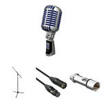 Shure Super 55 Deluxe Vocal Microphone Kit (Chrome with Blue