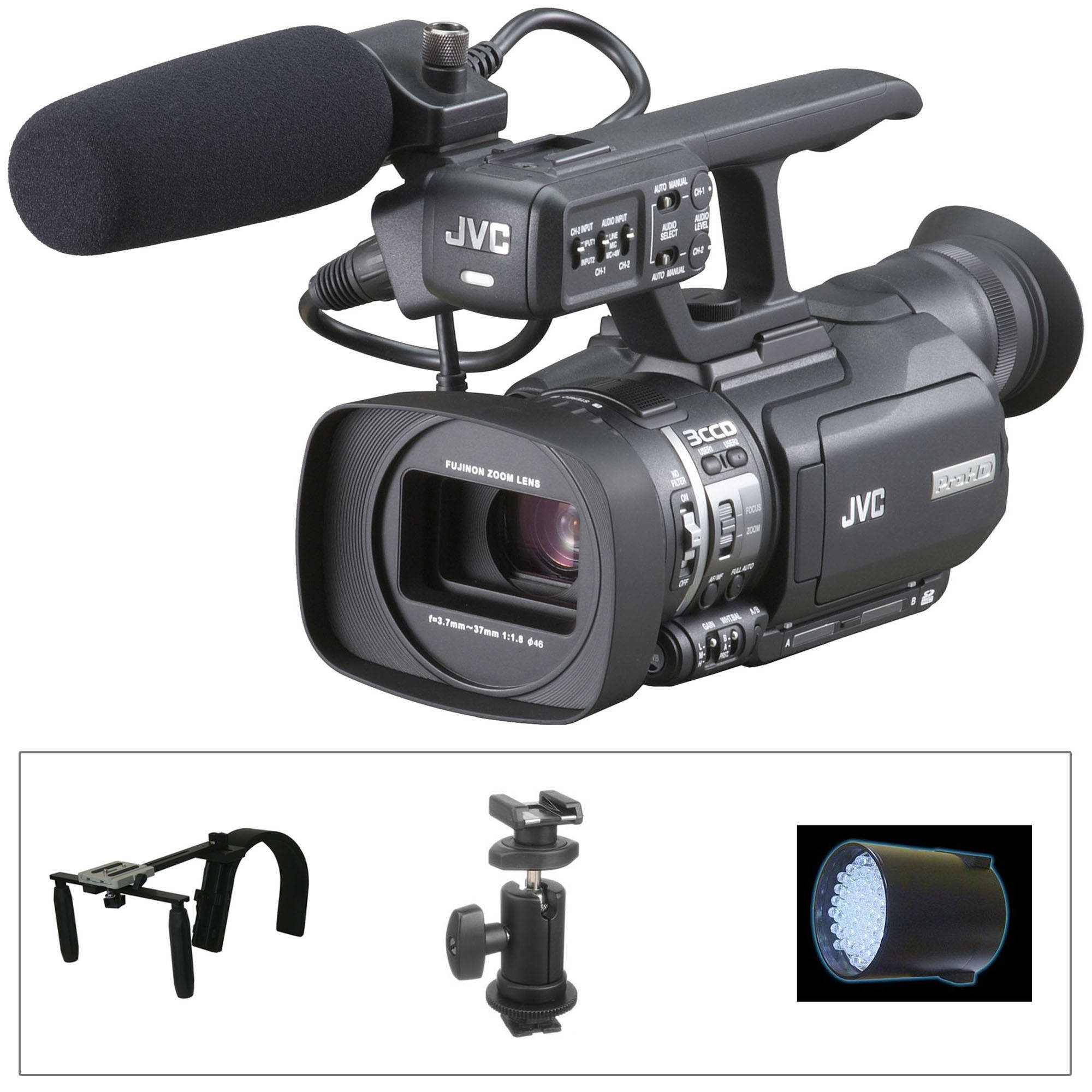 Jvc Gy Hm100 Prohd Camcorder Handheld Kit B H Photo Video