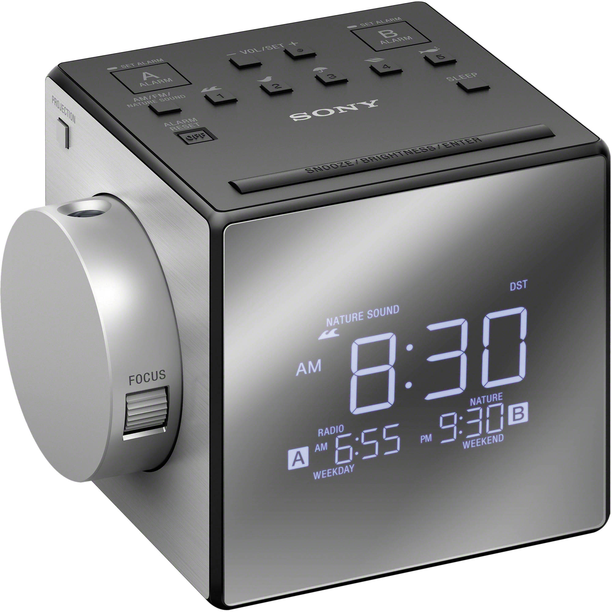 Sony Icf C1pj Alarm Clock Radio With Time Projection Black