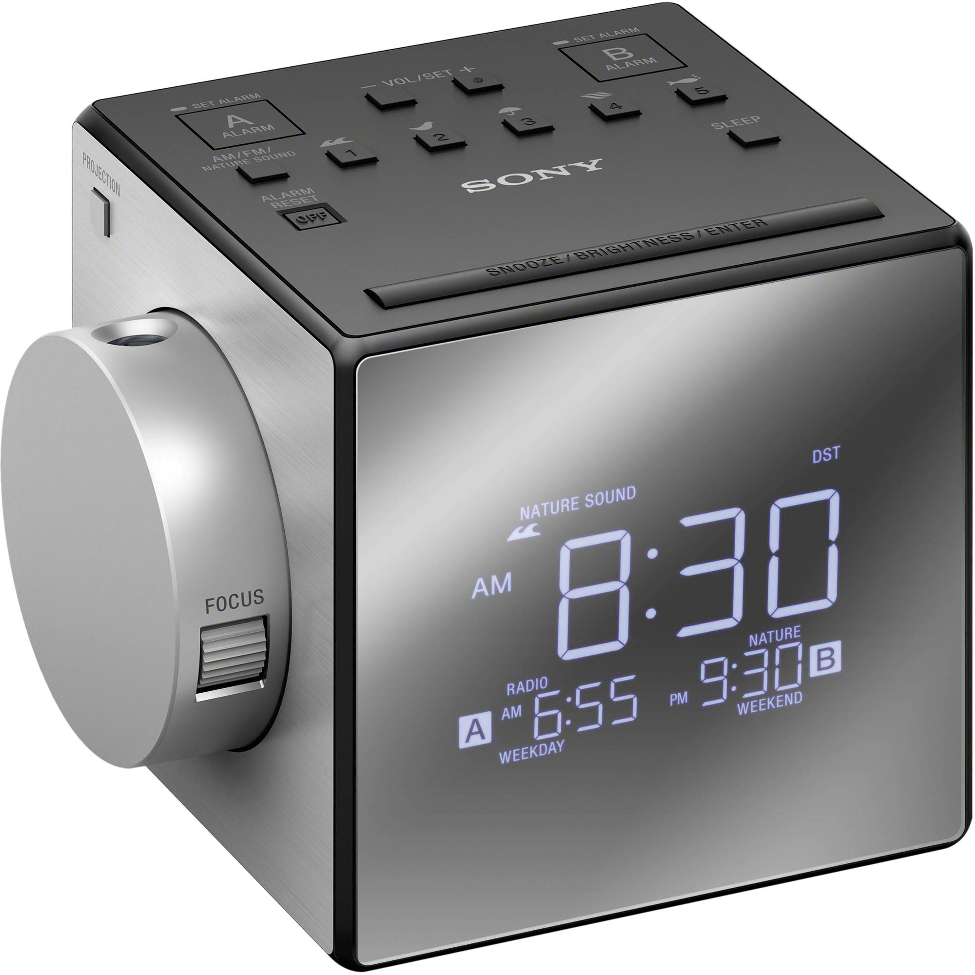 Sony Icf C1pj Alarm Clock Radio With Time Projecti Icfc1pj B H