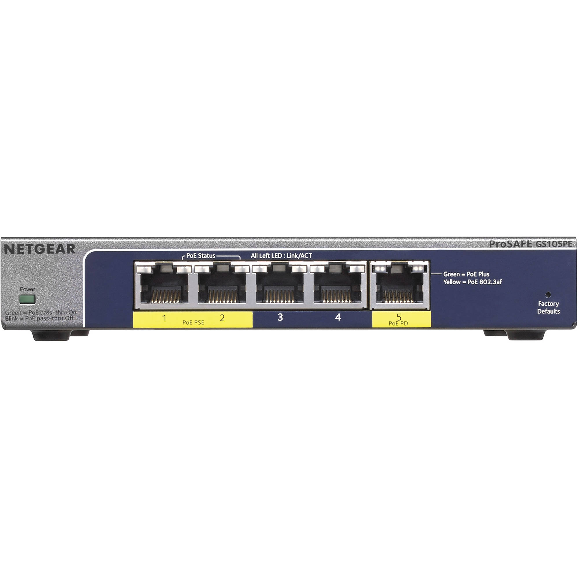 NetgearS Prosafe Plus Switch 5 Gigabit Ports with POE Pass Through GS105PE