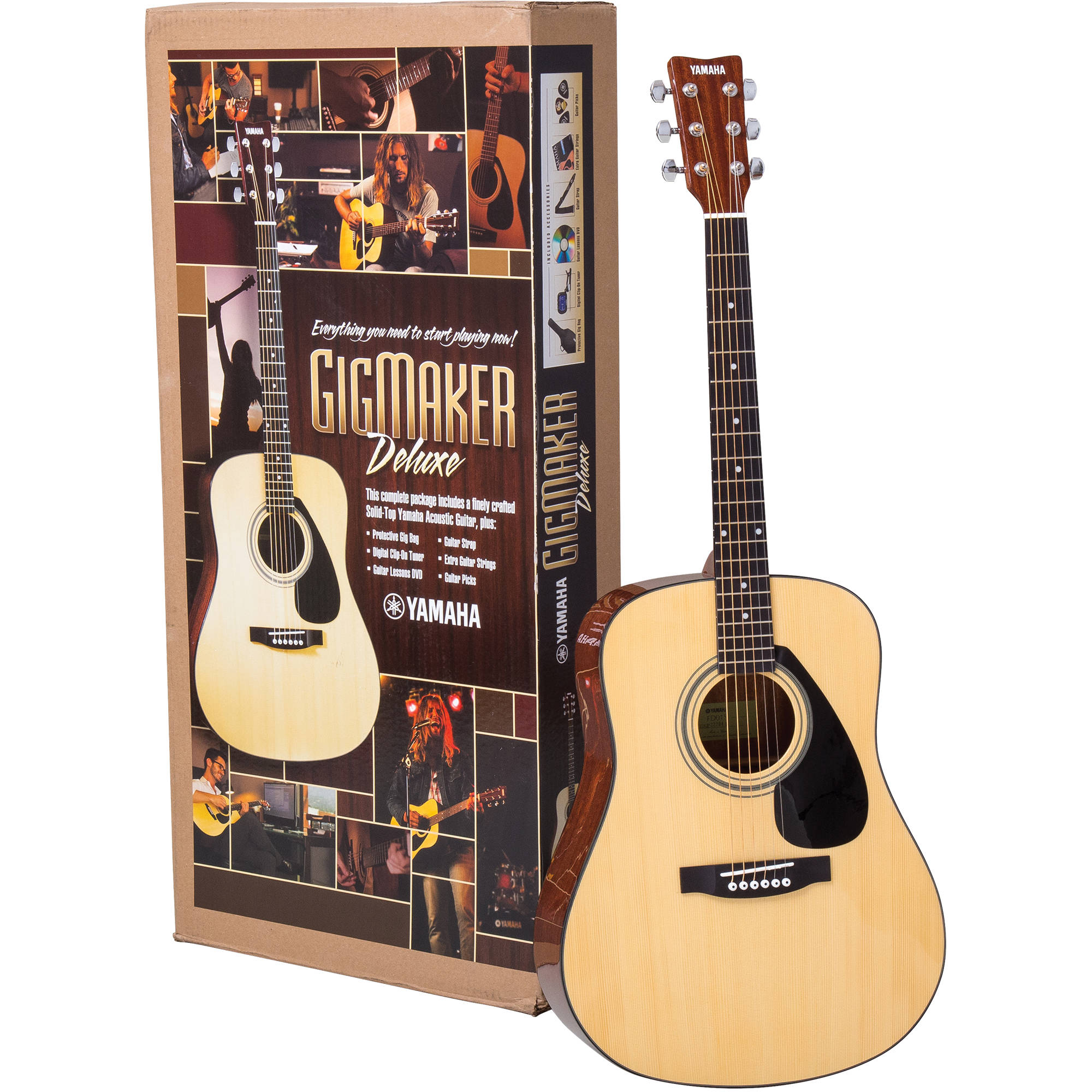 Yamaha Gigmaker Acoustic Guitar Pack Natural - Yamaha Gigmaker Deluxe Acoustic Bundle Fd01s Gigmaker Dlx B H