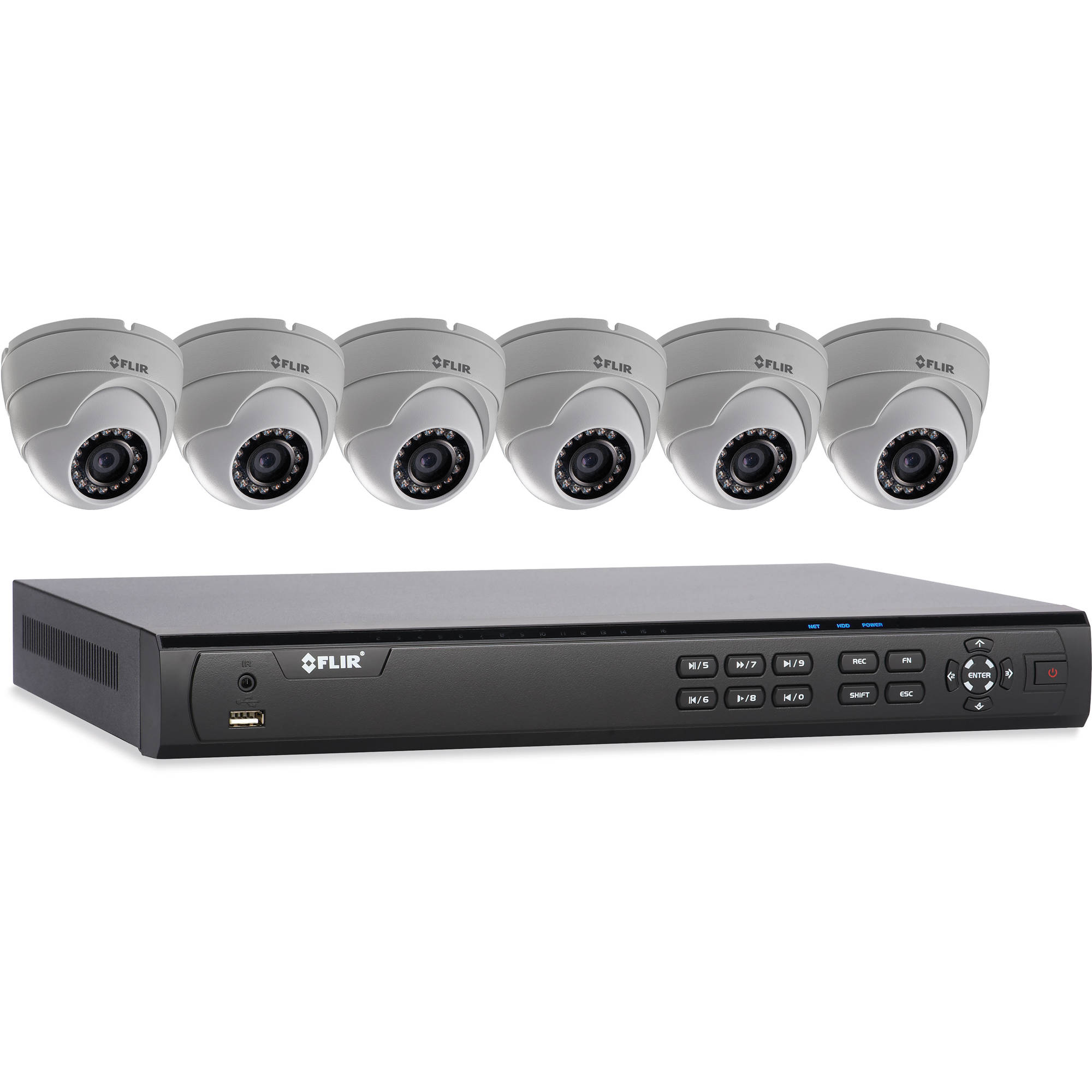 Flir 8 Channel Nvr With 2tb Hdd And 6 Outdoor Network Dn408p2e6