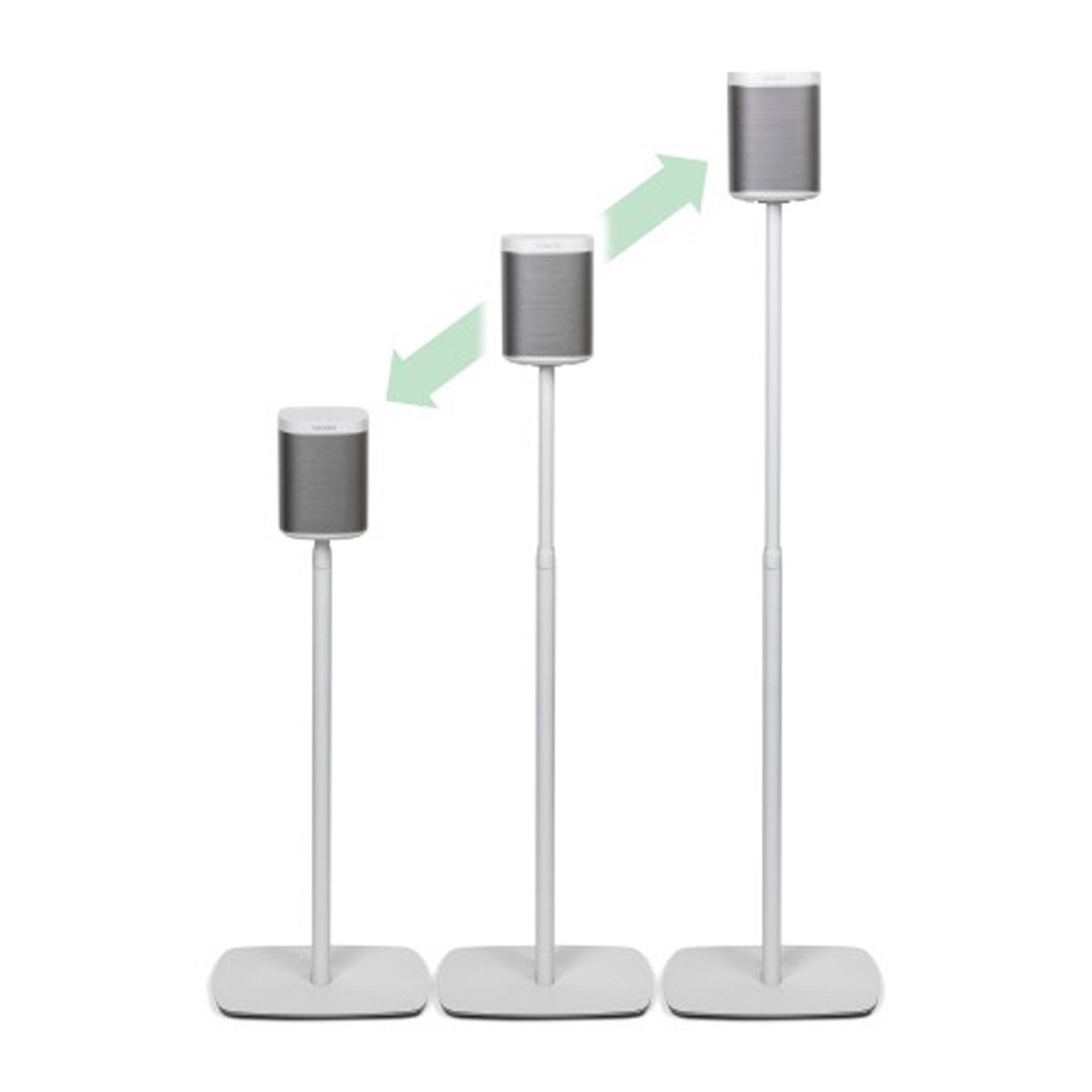 White Flexson Adjustable Floorstands for Sonos One or PLAY:1 Pair