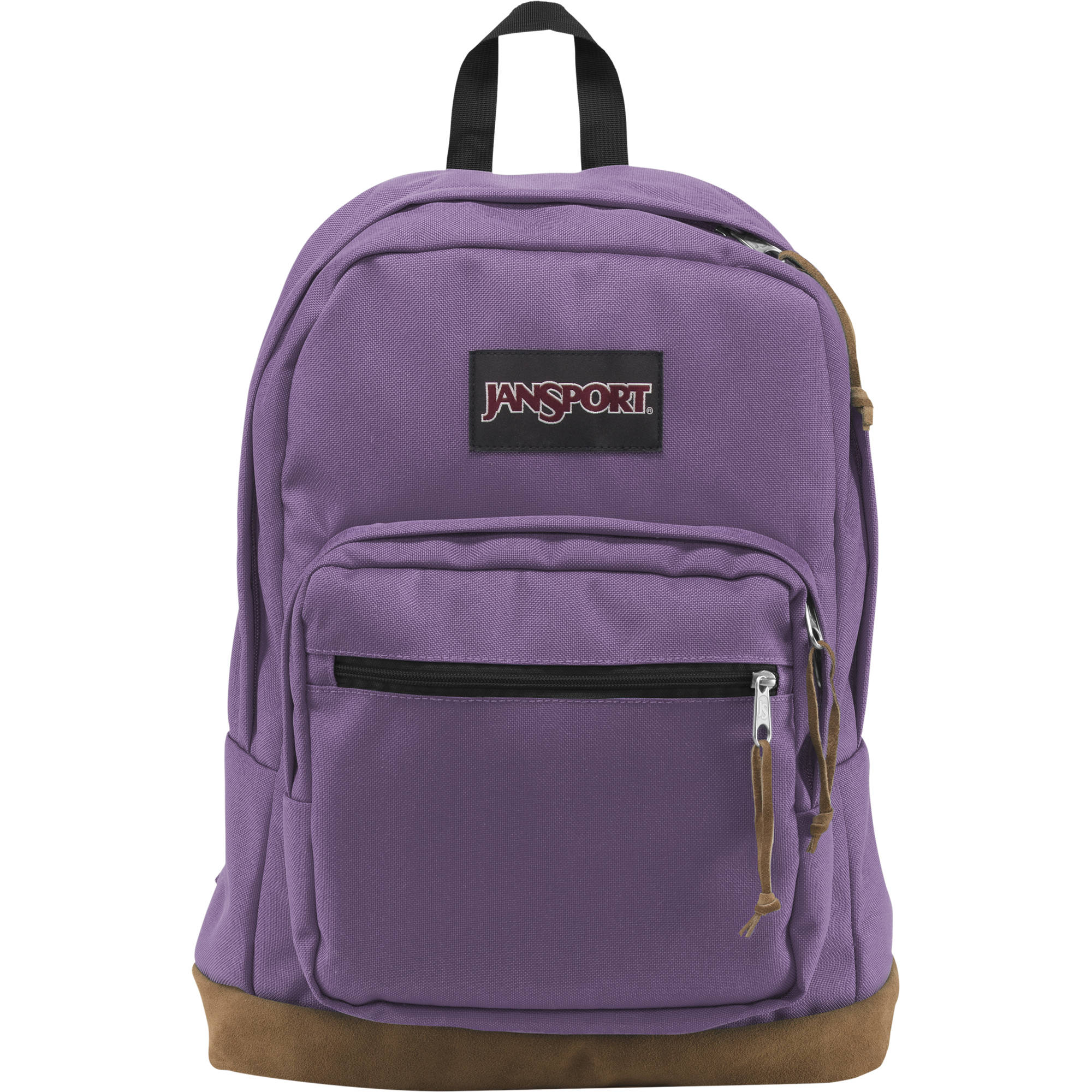 purple jansport backpack leather bottom
