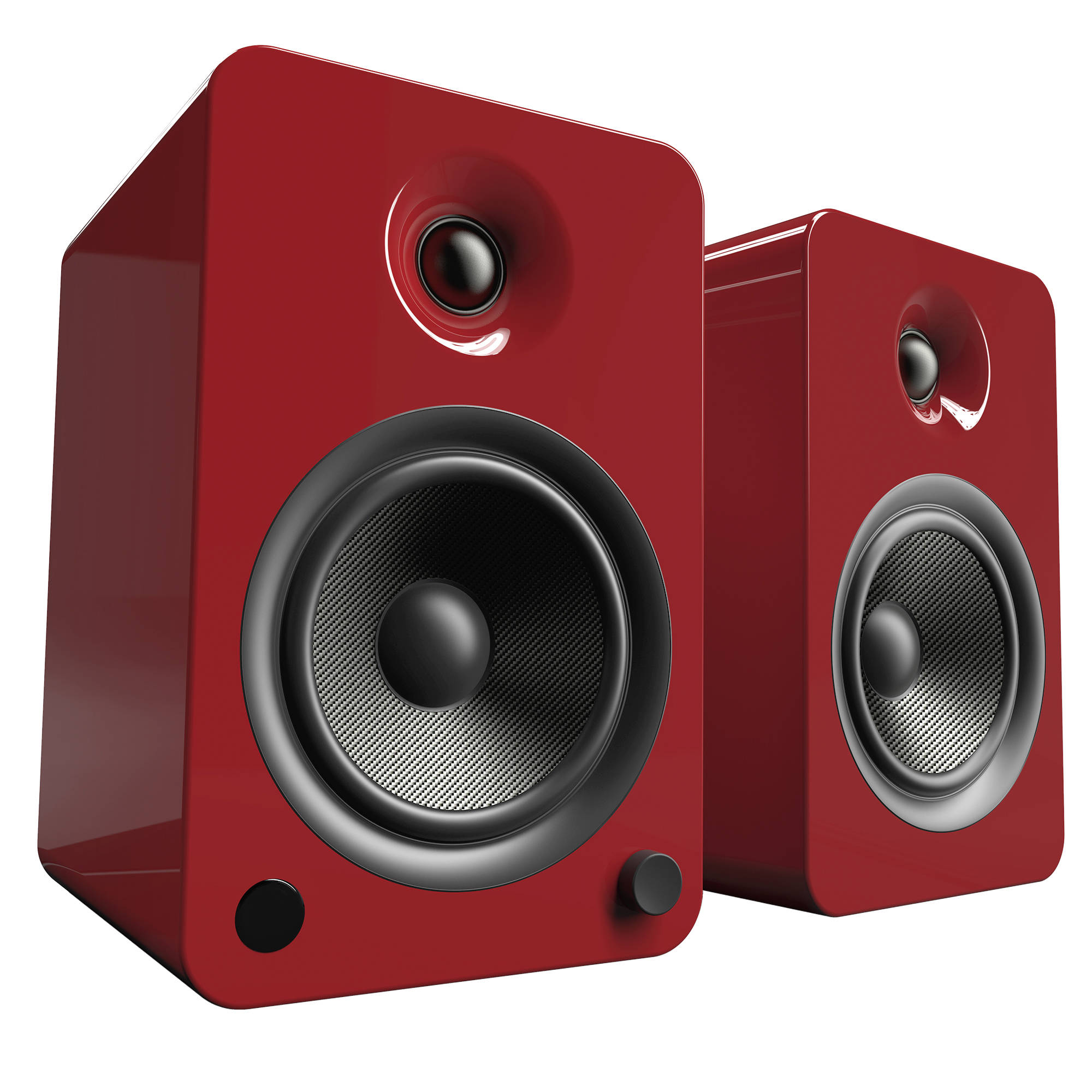 red bookshelf speakers