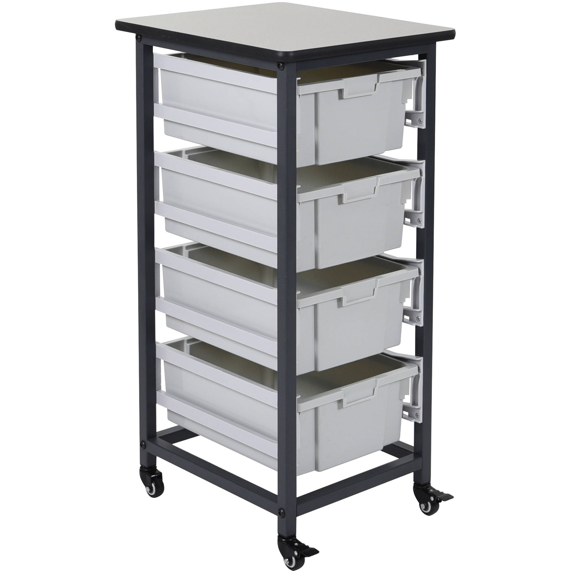 Luxor Single Row Mobile Bin Storage Unit Large Bins Mbs Sr 4l