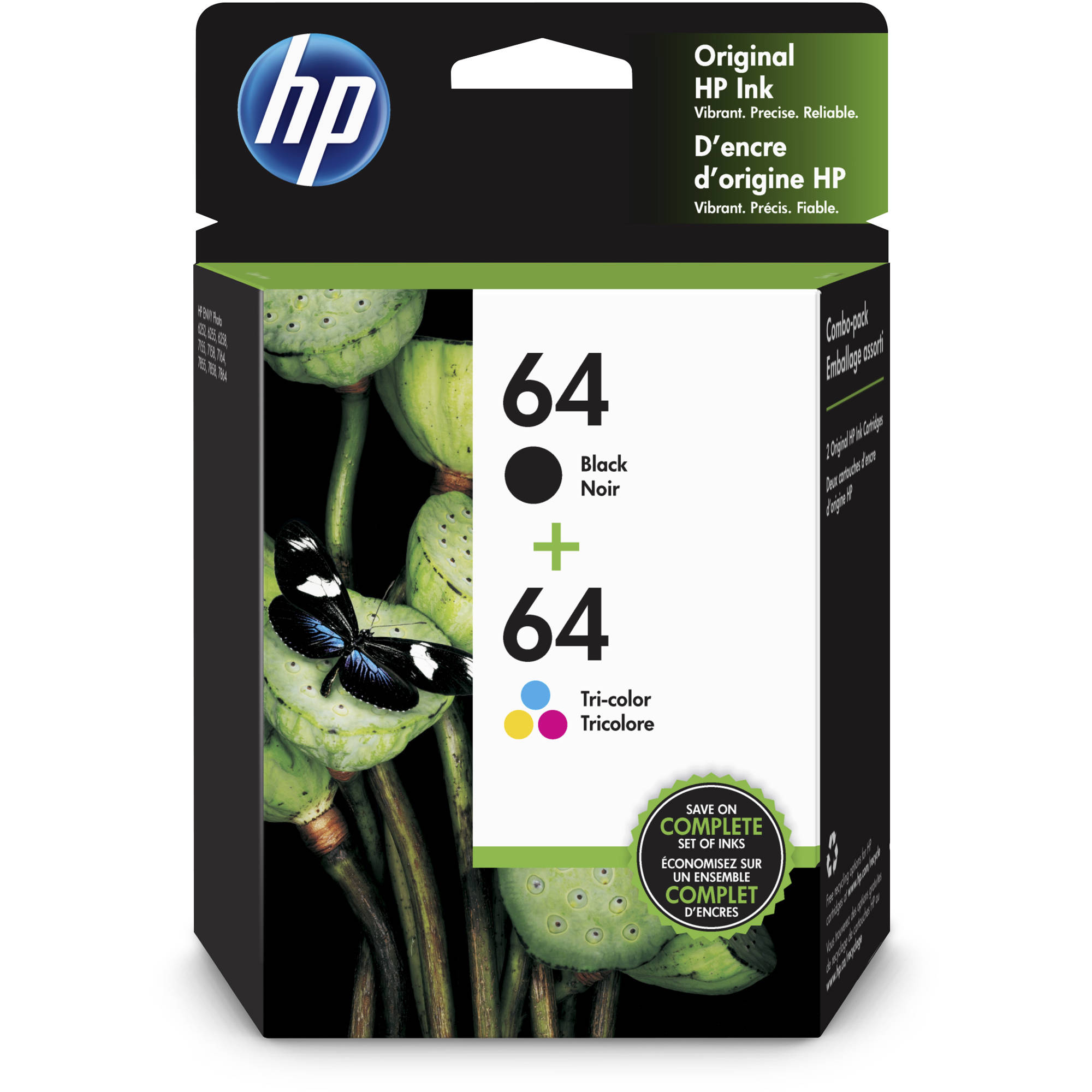 Hp 64 Black Tri Color Ink Cartridge Pack X4d92an 140 B H